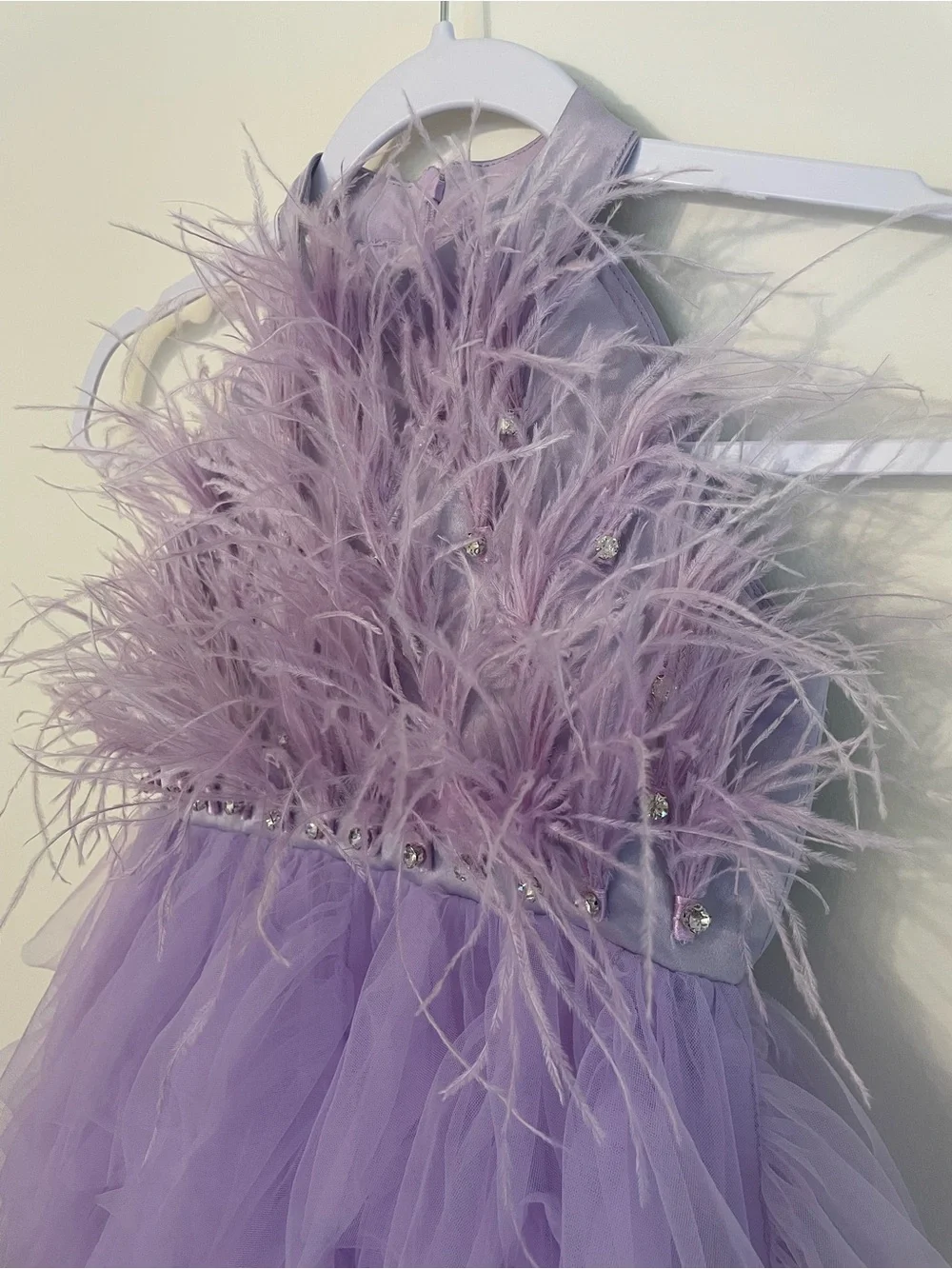 Lola + The Boys Lavender Princess Feather Dress Size 4
